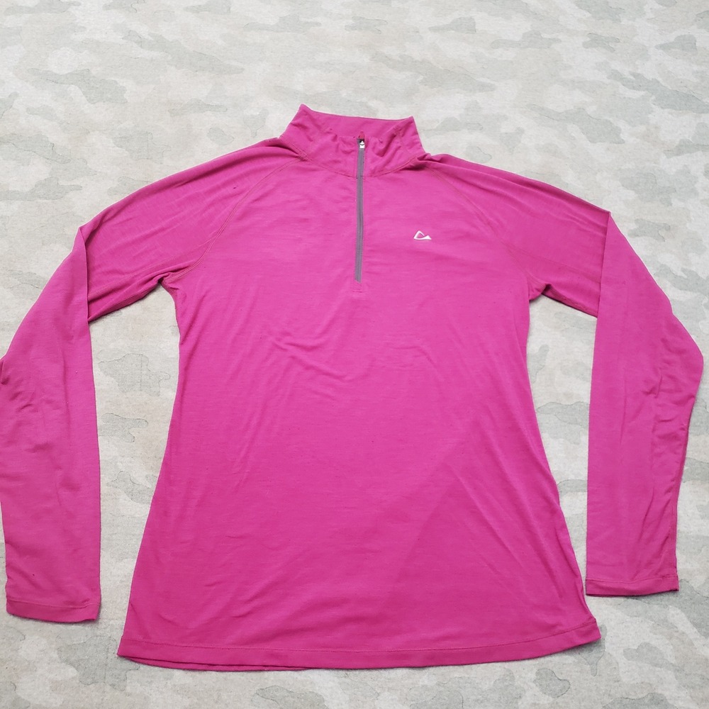 Paradox Top Women Medium Pink 1/4 Zip Long Sleeve Merino Wool Blend Outdoors